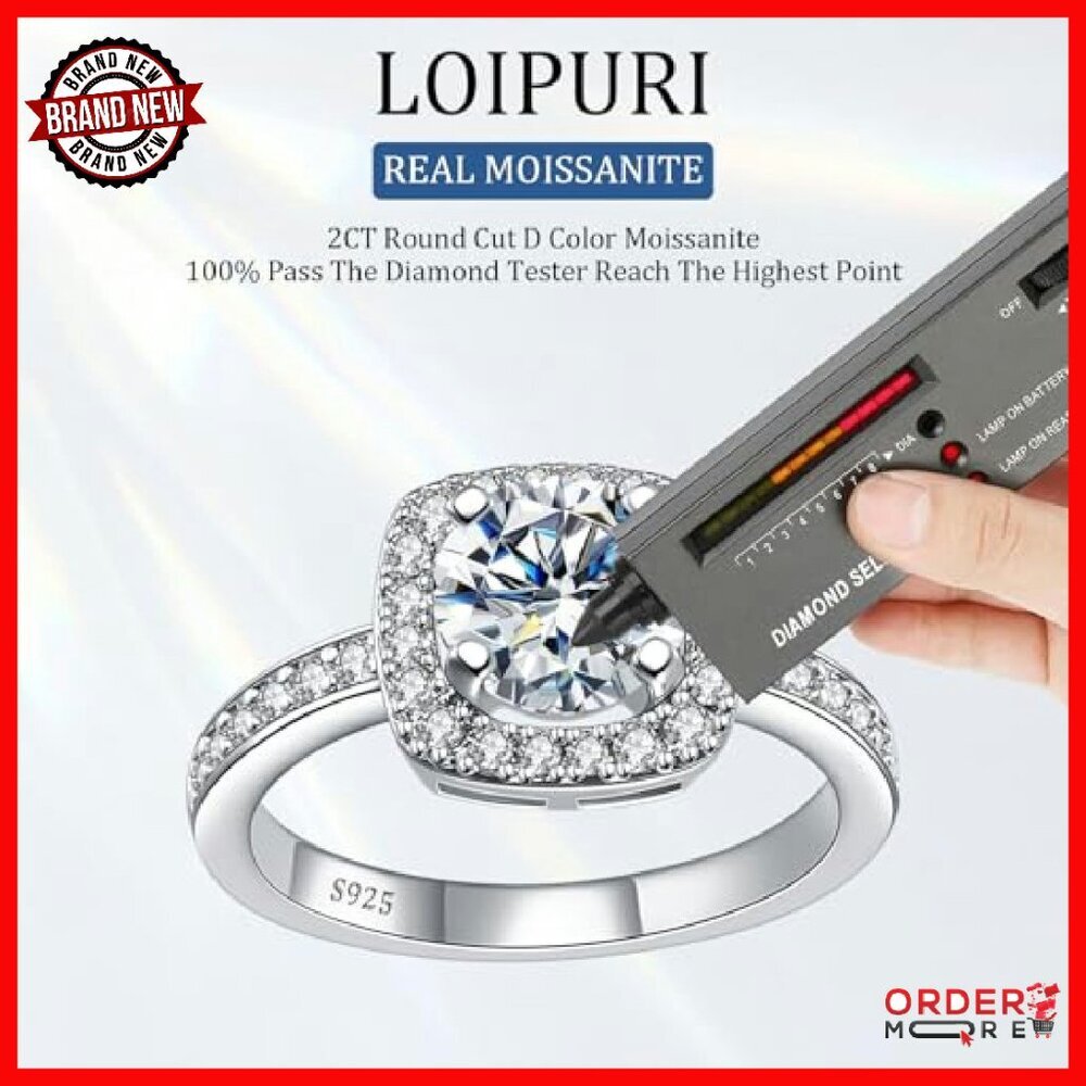 2CT Moissanite Halo Promise Ring Sterling Silver Size 7 - Picture 4 of 8